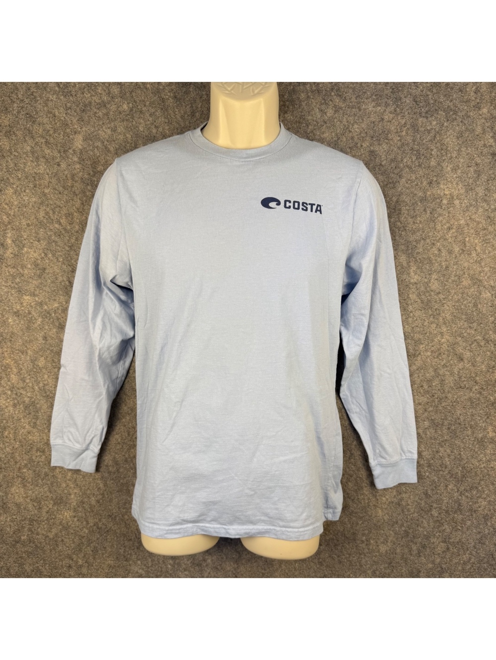 Costa Del Mar LS Shirt Blue Navy White ‘Born On The Water’ Fishing Men Small 769